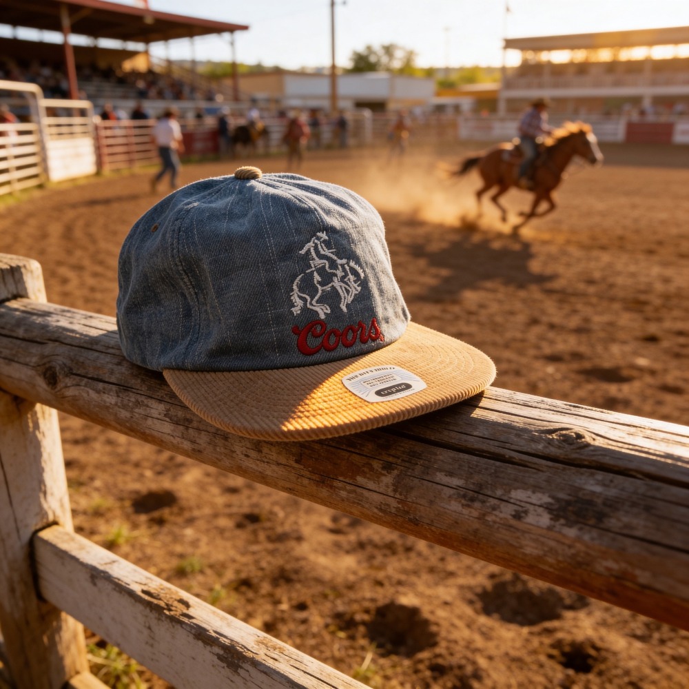 Brixton x Coors Banquet Colt Snapback Hat - Washed Denim & Corduroy Bronco NWT